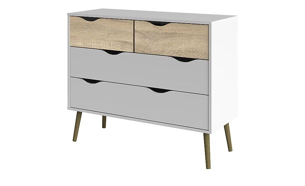 ebuy24 Kommode Napoli mit 2 Kleinen und 2 Grossen Schubladen Weiss Eiche günstig online kaufen