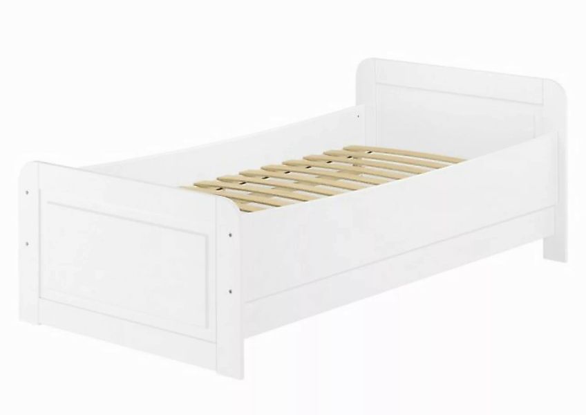 ERST-HOLZ Bett Weißes Seniorenbett 90x200 Einzelbett extra hoch Kiefernholz günstig online kaufen