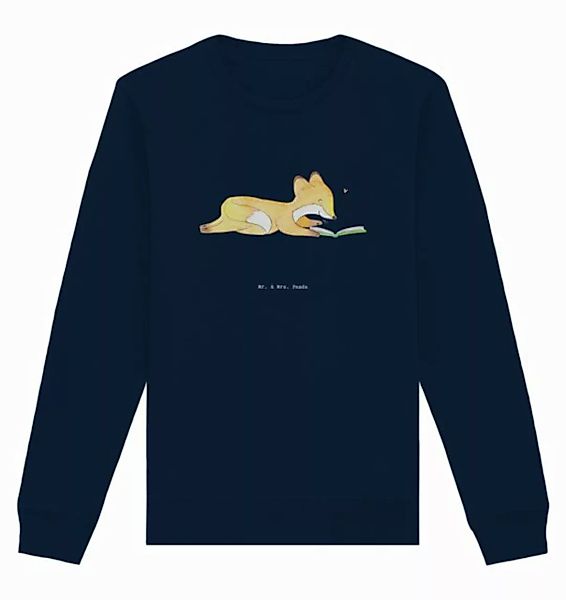 Mr. & Mrs. Panda Longpullover Größe XXL Fuchs Lesen - French Navy - Geschen günstig online kaufen