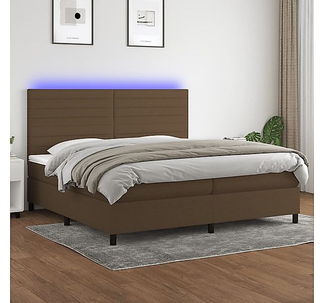 vidaXL Boxspringbett Boxspringbett mit Matratze LED Dunkelbraun 200x200 cm günstig online kaufen