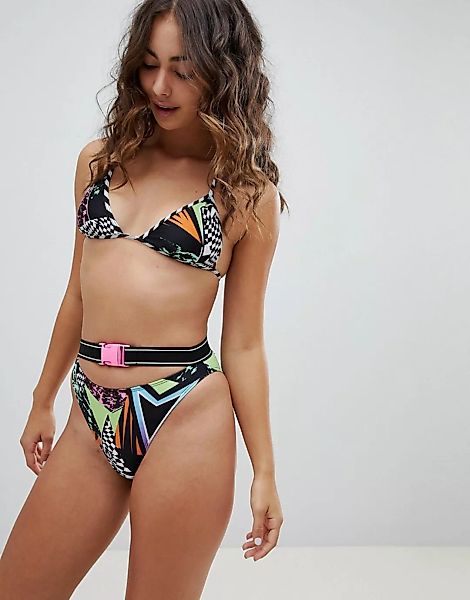 Jaded – Mehrfarbig bedrucktes Triangel-Bikinioberteil günstig online kaufen