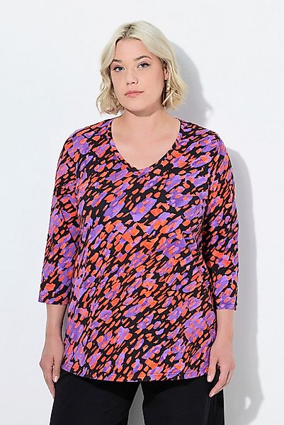 Ulla Popken Longshirt T-Shirt A-Linie V-Ausschnitt 3/4-Arm günstig online kaufen