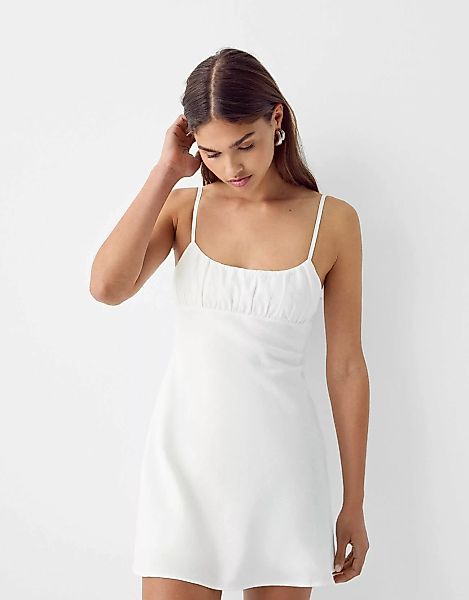 Bershka Minikleid Aus Leinen Damen M Grbrochenes Weiss günstig online kaufen