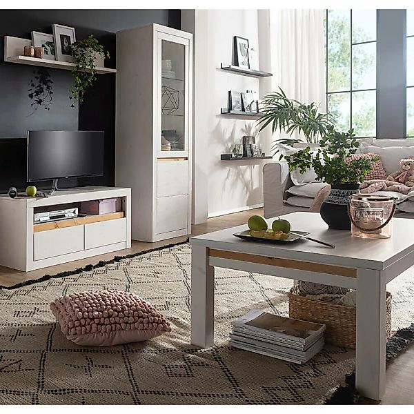 Wohnzimmer Set Massivholz mit Couchtisch 70x70 cm WILSON-69 in Kiefer massi günstig online kaufen