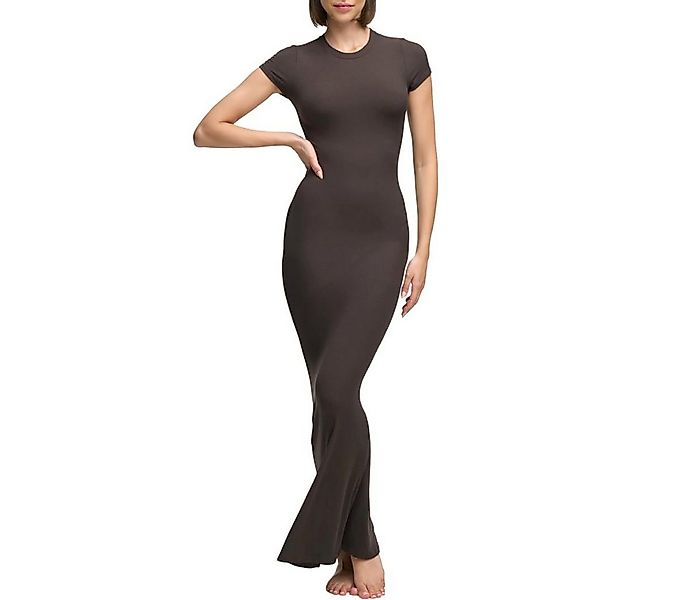 cfab by creamy fabrics Jerseykleid Ribbed T-Shirt Maxikleid-Ash Brown-S (1- günstig online kaufen