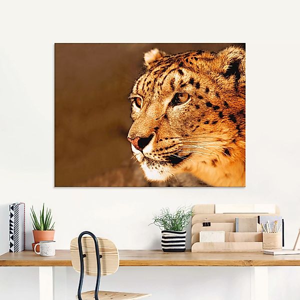 Artland Glasbild "Schneeleopard sepia", Wildtiere, (1 St.), in verschiedene günstig online kaufen