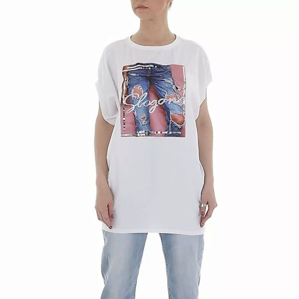 Ital-Design T-Shirt Damen Freizeit Print Stretch T-Shirt in Weiß günstig online kaufen