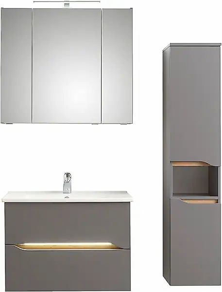 Saphir Badmöbel-Set »Quickset 3-teilig, Keramik-Waschtisch und LED-Spiegels günstig online kaufen