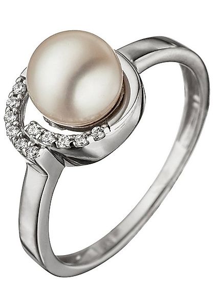JOBO Perlenring, 925 Silber mit Süßwasser-Zuchtperle und 11 Zirkonia günstig online kaufen
