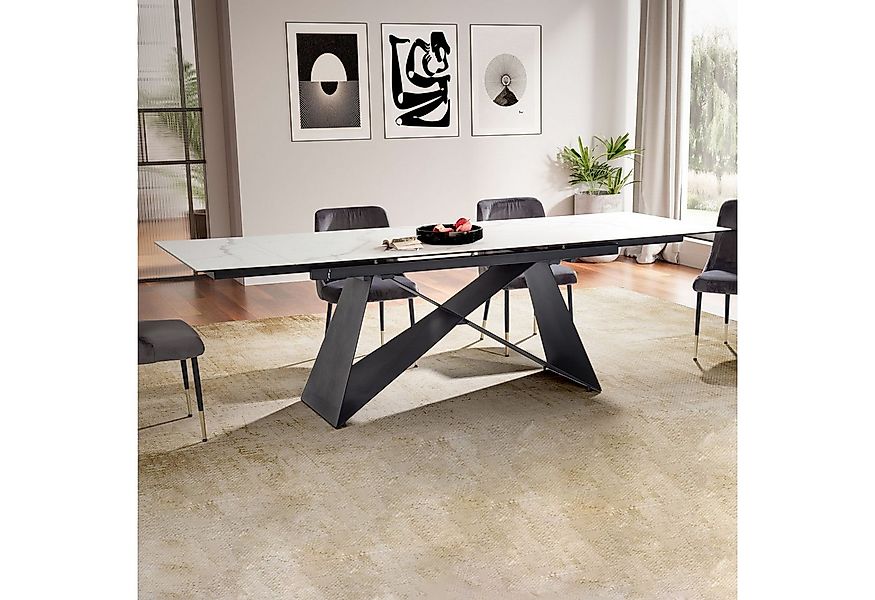 FINEBUY Esstisch FB64107 Ausziehbarer 180–260 cm Keramik Glas Metallgestell günstig online kaufen