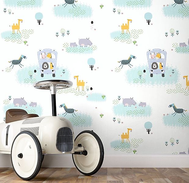 Newroom Vliestapete, Weiß Tapete Kinder Tiere günstig online kaufen