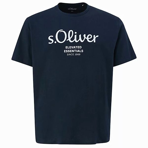 s.Oliver Rundhalsshirt s.Oliver Übergrößen T-Shirt navy Logo-Frontprint günstig online kaufen