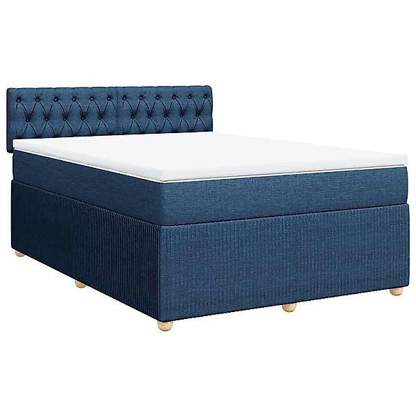 vidaXL Boxspringbett mit Matratze Blau 160x200 cm Stoff 3289820 günstig online kaufen