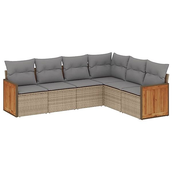 vidaXL 6-Tlg Garten-Sofagarnitur mit Kissen Beige Poly Rattan 3227683 günstig online kaufen