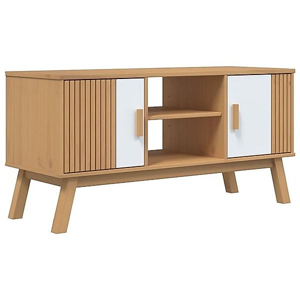 vidaXL TV-Schrank TV-Schrank OLDEN Weiß und Braun 114x43x57 cm Massivholz K günstig online kaufen