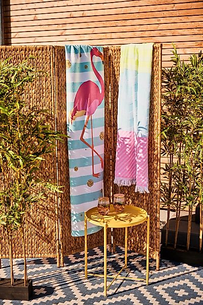 done. Strandtuch "Flamingo" gestreift & Motiv, mit Reisverschluss-Tasche fü günstig online kaufen