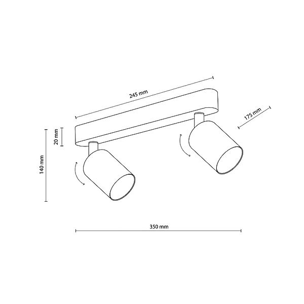 Deckenstrahler Livia, grau, Länge 35 cm, Stahl, 2-flg. günstig online kaufen