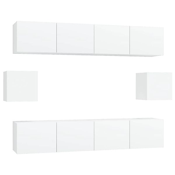 vidaXL 6-Tlg TV-Schrank-Set Weiß Holzwerkstoff 3114358 günstig online kaufen