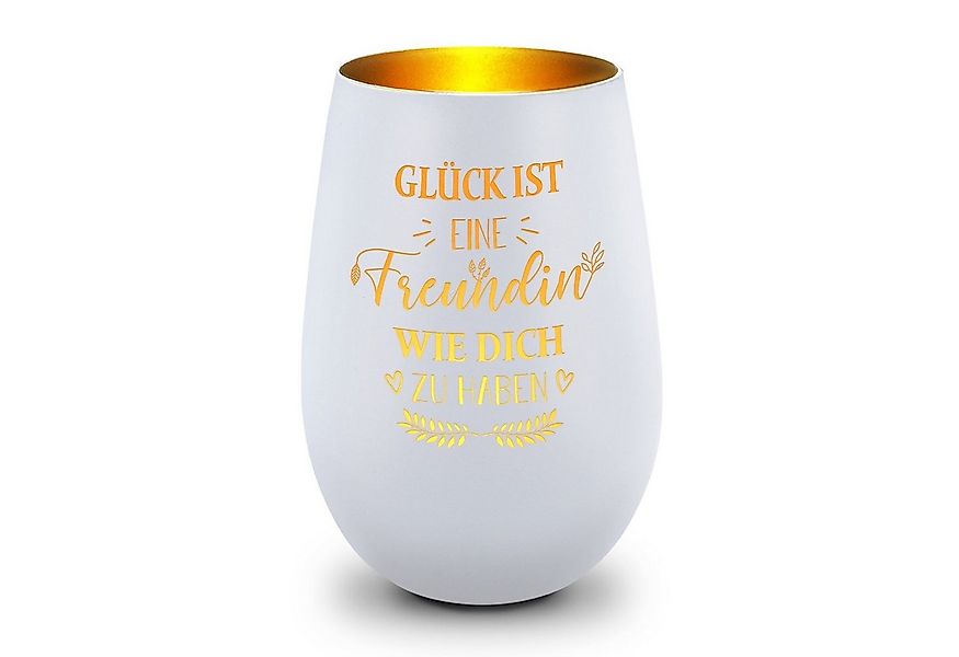 GRAVURZEILE Windlicht aus Glas mit Gravur - Glück ist eine Freundin wie Dic günstig online kaufen