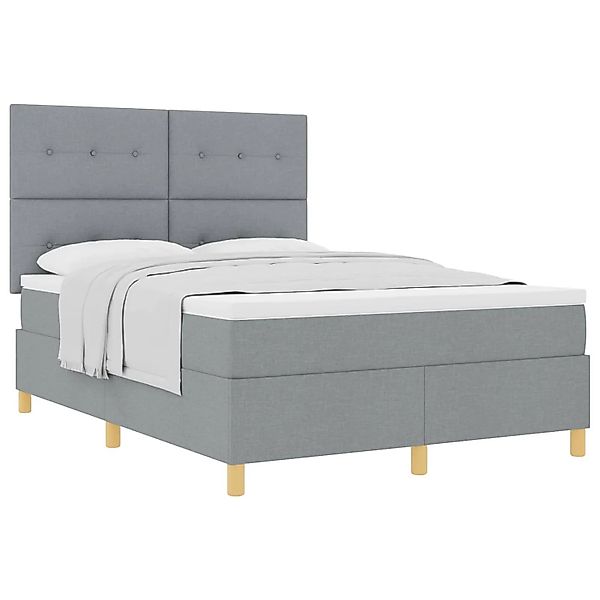 vidaXL Boxspringbett mit Matratze Hellgrau 140 x 200 cm Stoff 3339623 günstig online kaufen