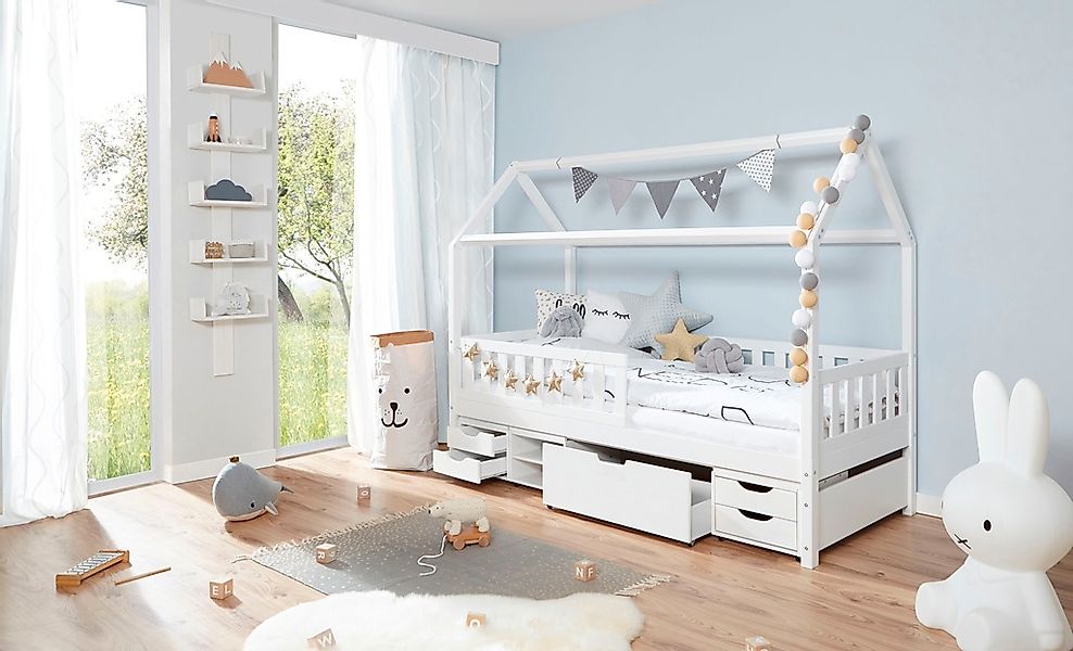 Ticaa Hausbett "Traumhaus", Hausbett, inkl. Schubkasten, Rollrost und Matra günstig online kaufen