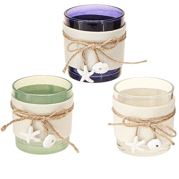 Viana Tischvase Teelichthalter Glas Set Maritim günstig online kaufen