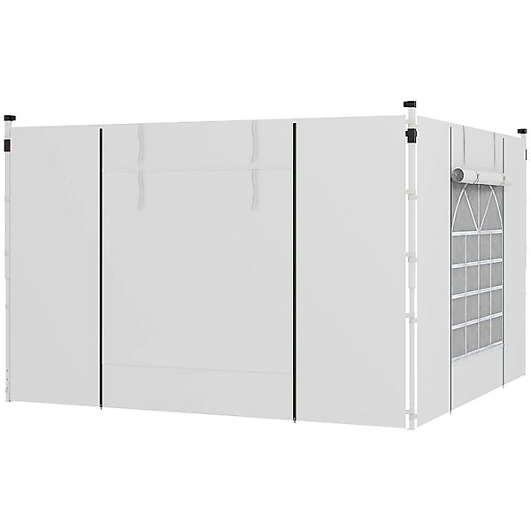 Outsunny Vordach-Seitenwände Polyester  Seitenwand mit Fenster Weiß 295L x günstig online kaufen