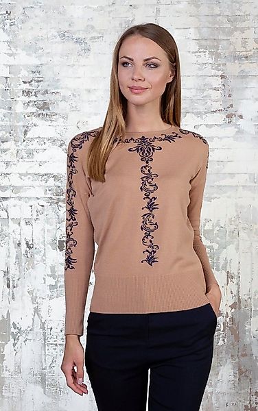 Passioni Strickpullover mit dekorativem Print und Strasssteinen günstig online kaufen