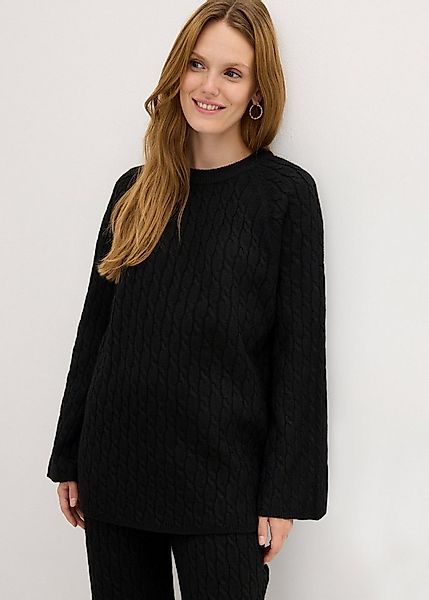 bonprix Strickpullover aus Polyester und Wolle, mit Rundhalsausschnitt, mit günstig online kaufen