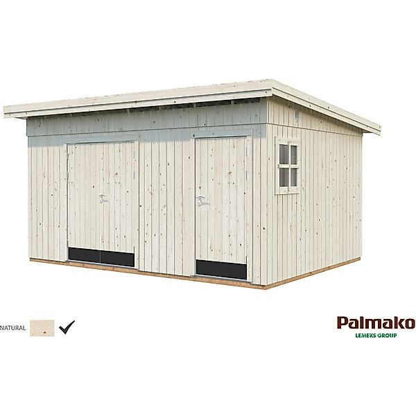 Palmako Kalle Holz-Gartenhaus Natur Pultdach Unbehandelt 452 cm x 330 cm günstig online kaufen