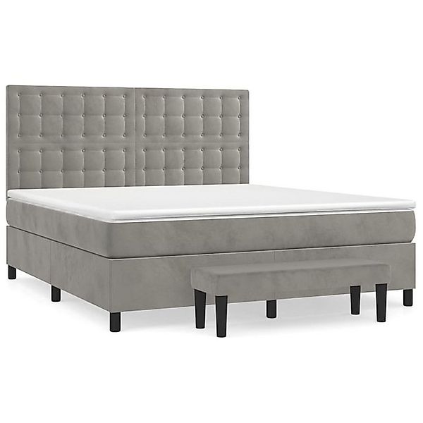 furnicato Bett Boxspringbett mit Matratze Hellgrau 160x200 cm Samt (1-tlg) günstig online kaufen