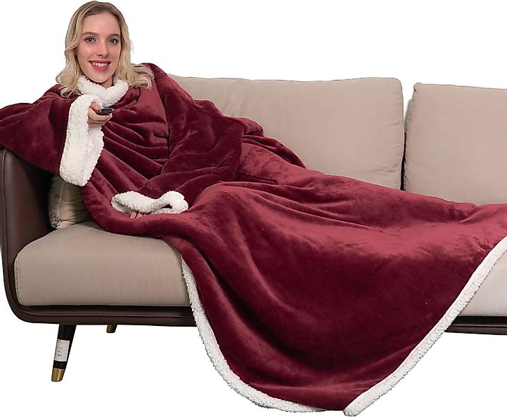 Wohndecke, Diyarts, weiche, kuschelige Ärmeldecke, Sherpa günstig online kaufen