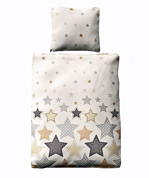 JACK Bettwäsche 135x200cm Sterne Braun Beige Offwhite, Biber, 2 teilig, tol günstig online kaufen