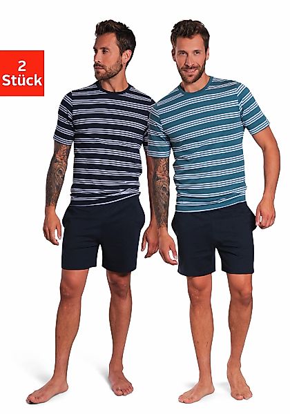 AUTHENTIC LE JOGGER Pyjama Packung, 2 Stück, 4 tlg. Schlafanzug mit gestrei günstig online kaufen