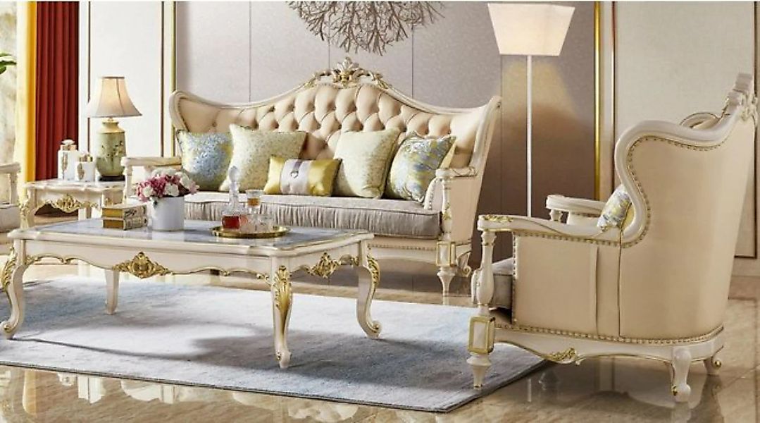 JVmoebel Sofa Klassische Sofagarnitur 3+1 Chesterfield Sofas Luxus Couchen günstig online kaufen