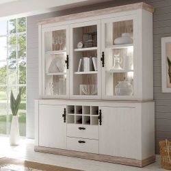 Buffetschrank im skandinavischen Landhausstil Weiß Pinie günstig online kaufen