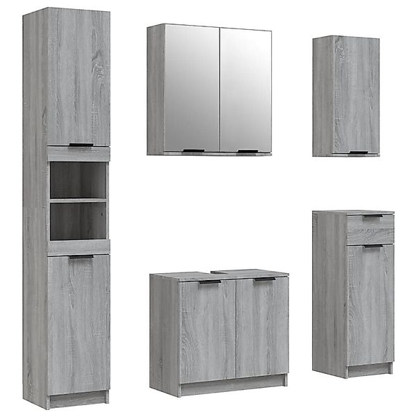 vidaXL Badezimmer-Set 5-tlg. Badmöbel-Set Grau Sonoma-Eiche günstig online kaufen