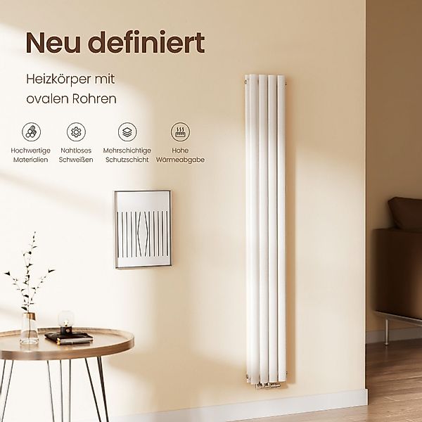 EMKE Designheizkörper Oval Paneelheizkörper Schwarz/Weiß Breite: günstig online kaufen