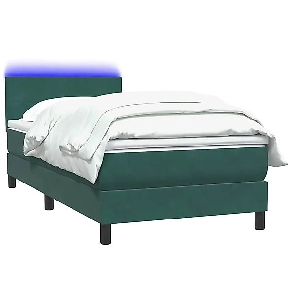 vidaXL Boxspringbett mit Matratze & LED Dunkelgrün 80x220 cm Samt 3316716 günstig online kaufen