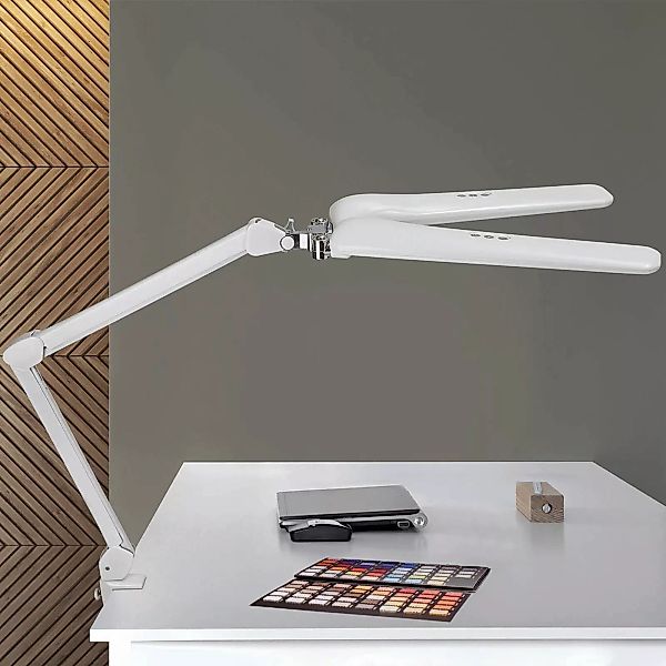 LED-Klemmleuchte MAULcraft duo, weiß, 52 cm, 2-flg., dim günstig online kaufen