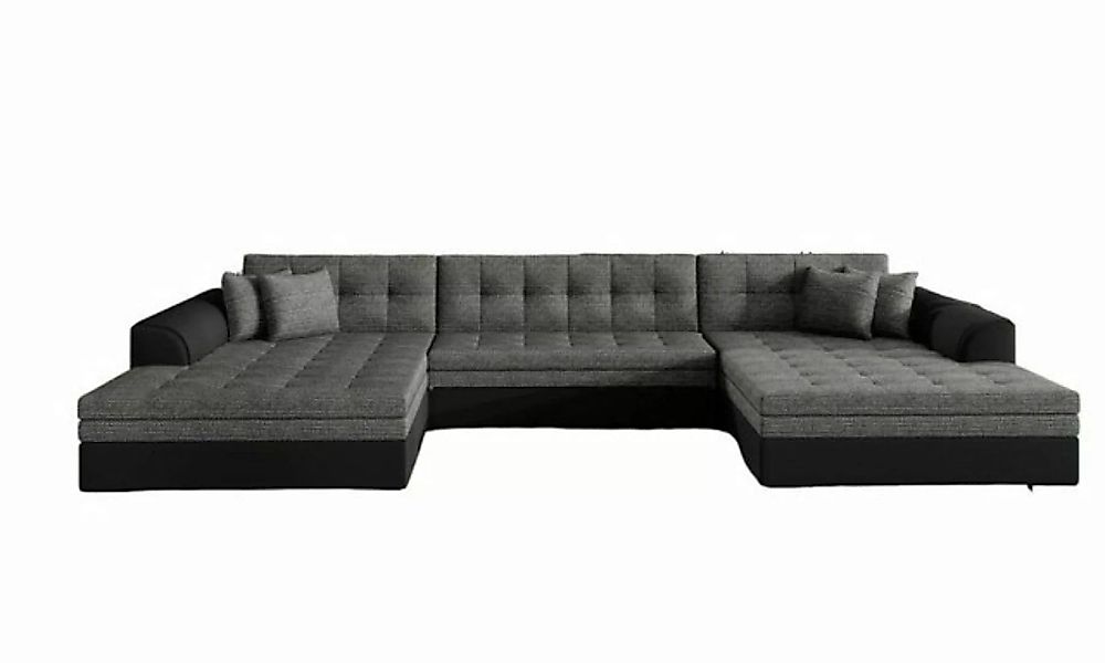 JVmoebel Ecksofa Ecksofa Sofa Wohnlandschaft Couch U Form Textil Stoff Grau günstig online kaufen