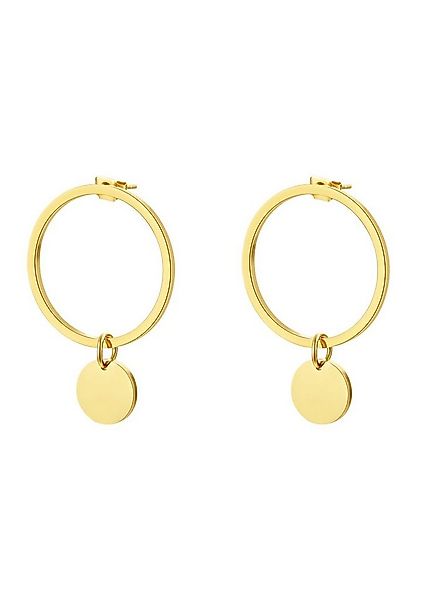 Hey Happiness Paar Ohrhänger Ohrstecker Damen Plättchen rund, 18K Gold Rosé günstig online kaufen