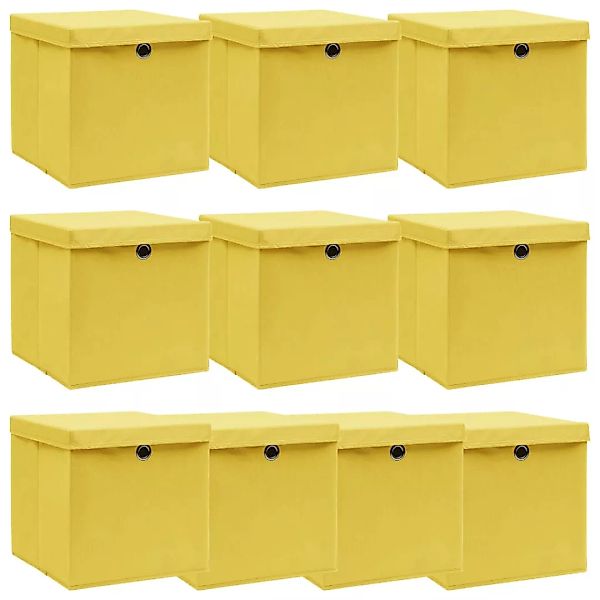 Aufbewahrungsboxen Mit Deckel 10 Stk. Gelb 32×32×32cm Stoff günstig online kaufen