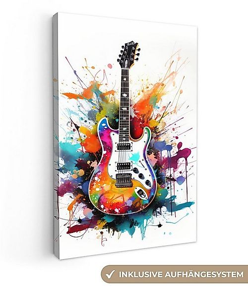 OneMillionCanvasses® Leinwandbild Gitarre - Graffiti - Musik - Weiß, Fotodr günstig online kaufen