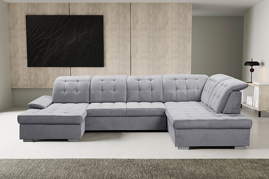 WERK2 Wohnlandschaft »Kordula-New Multifunktion Couch, Breite 332cm, U-Form günstig online kaufen
