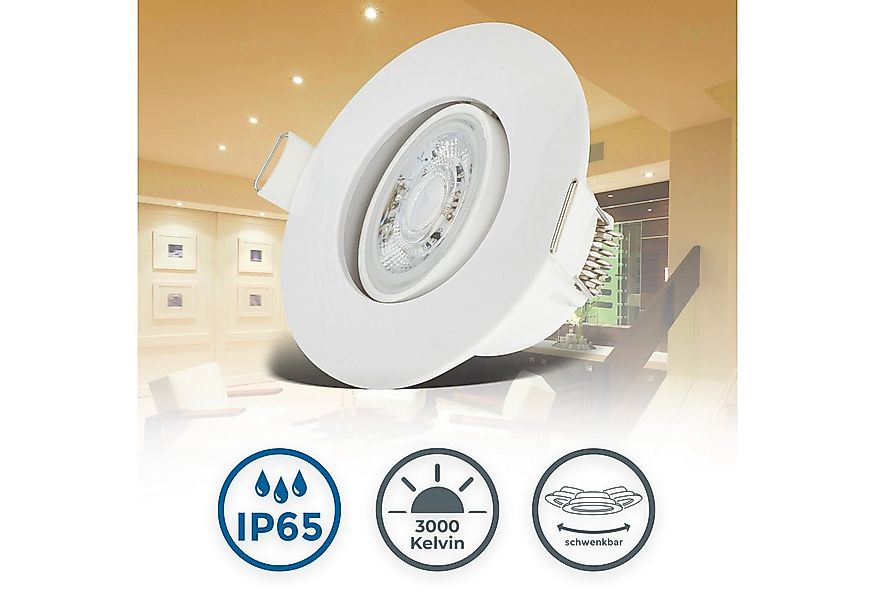 B.K.Licht LED Einbauleuchte 6er Set Bad Einbaustrahler, IP65, Schwenkbare D günstig online kaufen