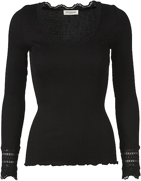 rosemunde Langarmshirt "Benita Silk Blouse" Vintage-Spitzenbesatz am Aussch günstig online kaufen