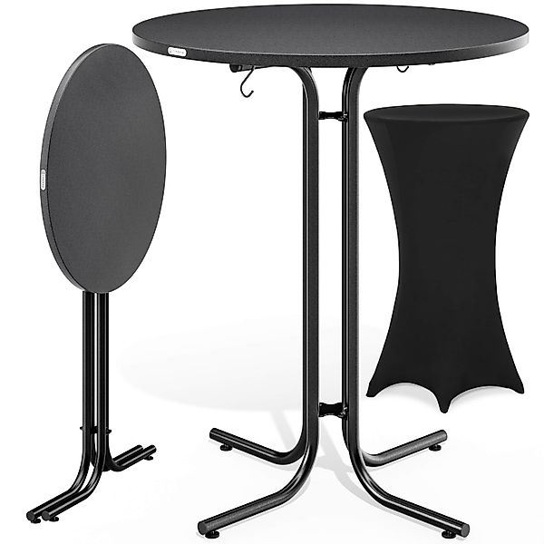 Stehtisch Grau 110x70cm + Stehtischhusse Schwarz Ø70cm günstig online kaufen