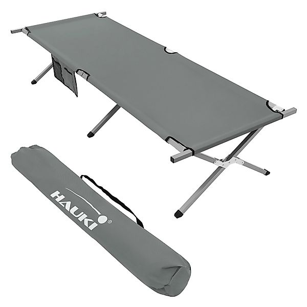 Hauki Campingbett Klappbar Grau 210x83x46 cm XL Feldbett mit Tragetasche günstig online kaufen