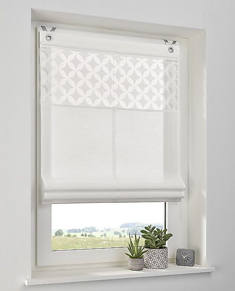 Kutti Raffrollo Jessy mit Ösen, halbtransparent, mit Hakenaufhängung, ohne günstig online kaufen